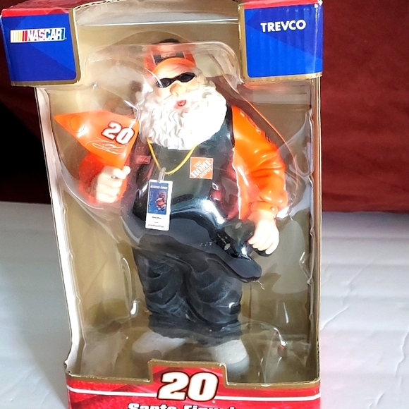 Santa Figurine Cheering for Nascar #20 Tony Stewart in Box. - Picture 1 of 6
